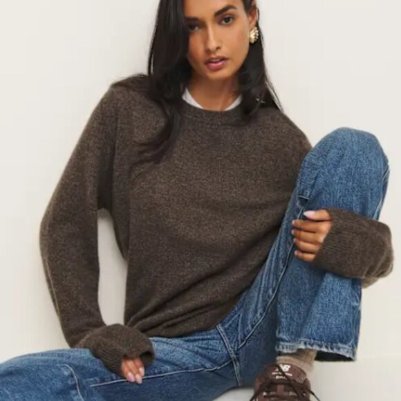 Reformation Cashmere Boyfriend Sweater Walnut Brown - Size S - Picture 2 of 5